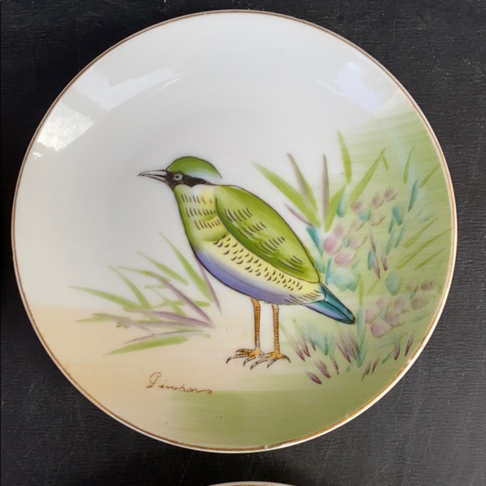 Vintage 1960s Hand Painted Bird Plates Japan - Picture 3 of 9